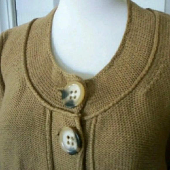 ANNE KLEIN CROP CARDIGAN TAN CAMEL 3/4 SLEEVE MEDIUM  WOMENS - Picture 3 of 8